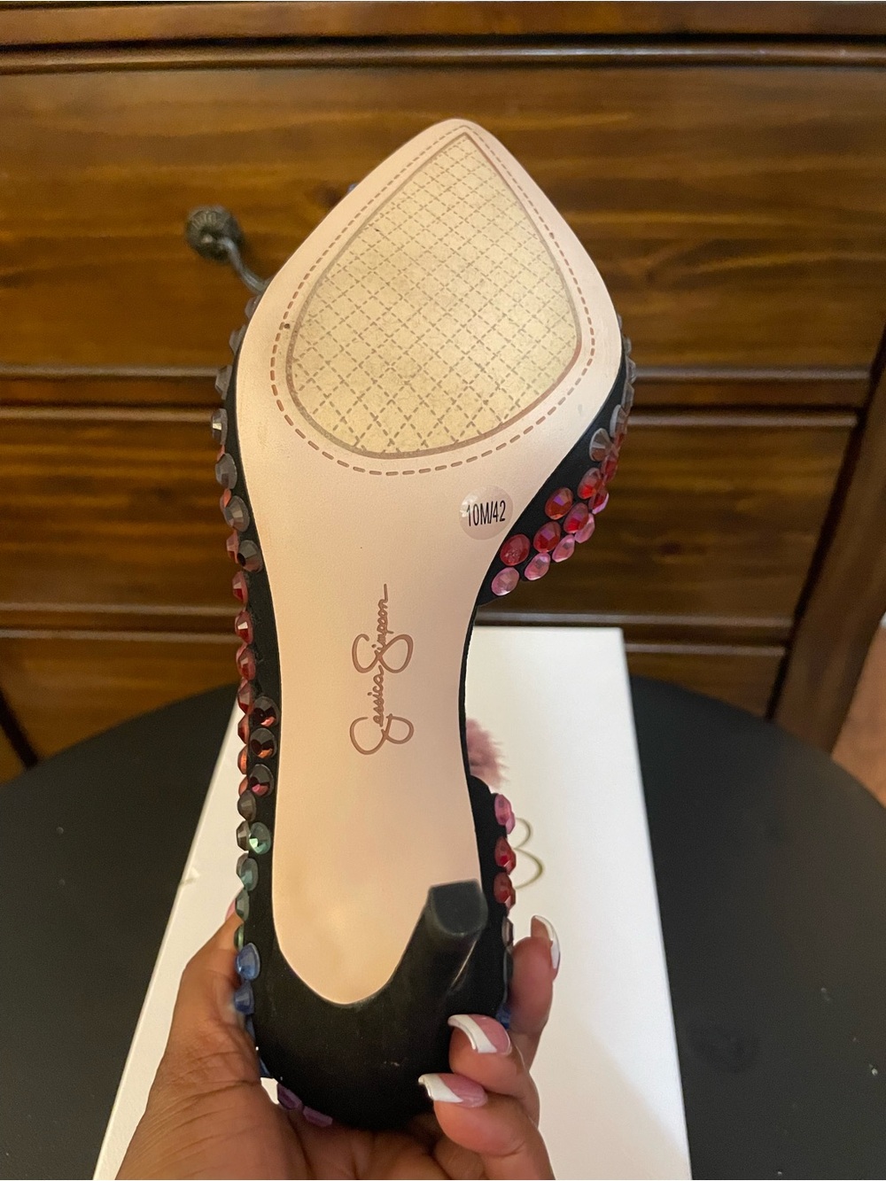 Jessica Simpson Black Heels with Multicolor Studs - Picture 4 of 4